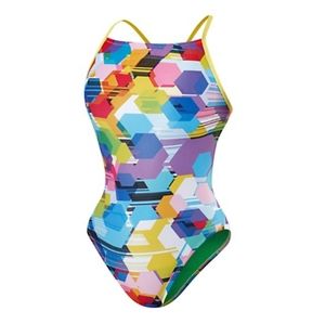 NWT Speedo 1 Pc Colorful Swimsuit Endurance Lite